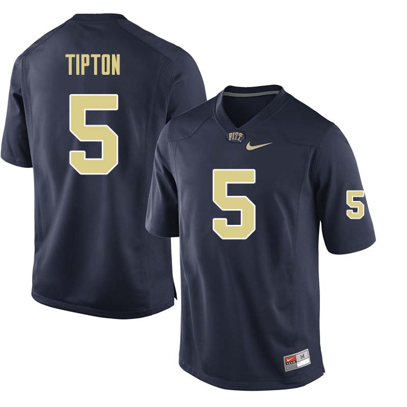 Men #5 Tre Tipton Pittsburgh Panthers College Football Jerseys Sale-Navy